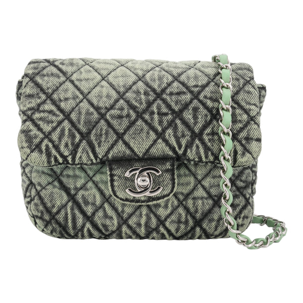 20C Denimpression Mini Flap Bag in Aged Green Denim