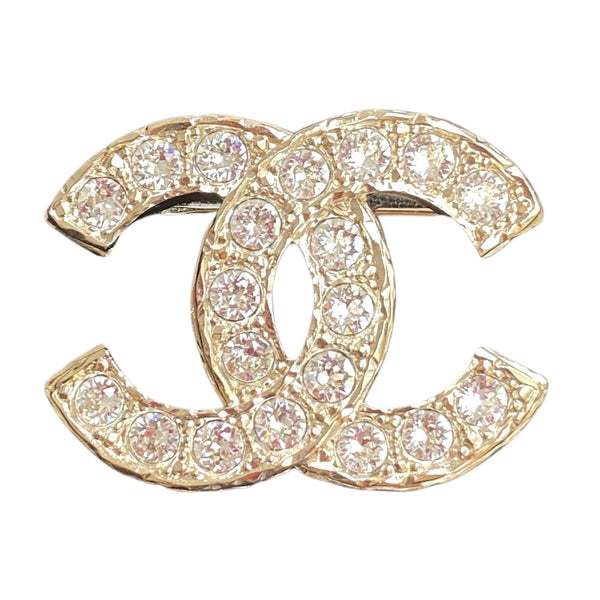 21A Crystal CC Logo Small Brooch - Dearlux.com