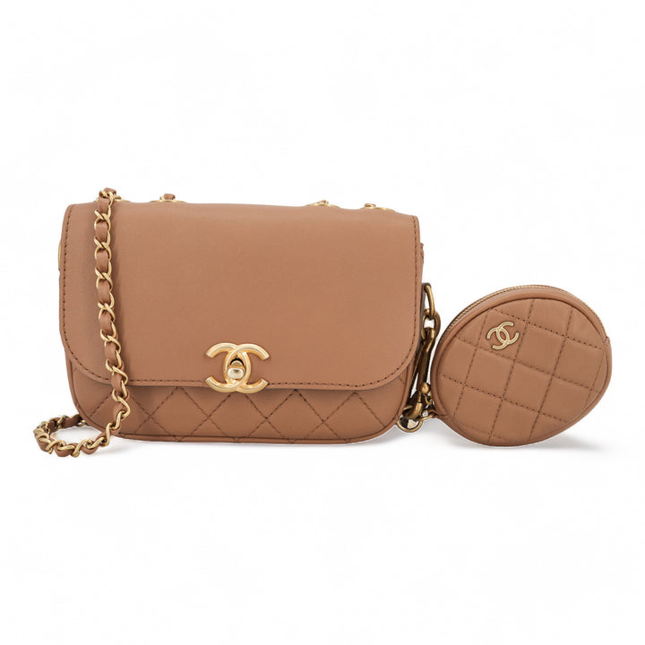 CHANEL 19K Caramel Calfskin Quilted Multi Pouching Flap Bag With Coin Purse - Replica Handbags Shopping
.com