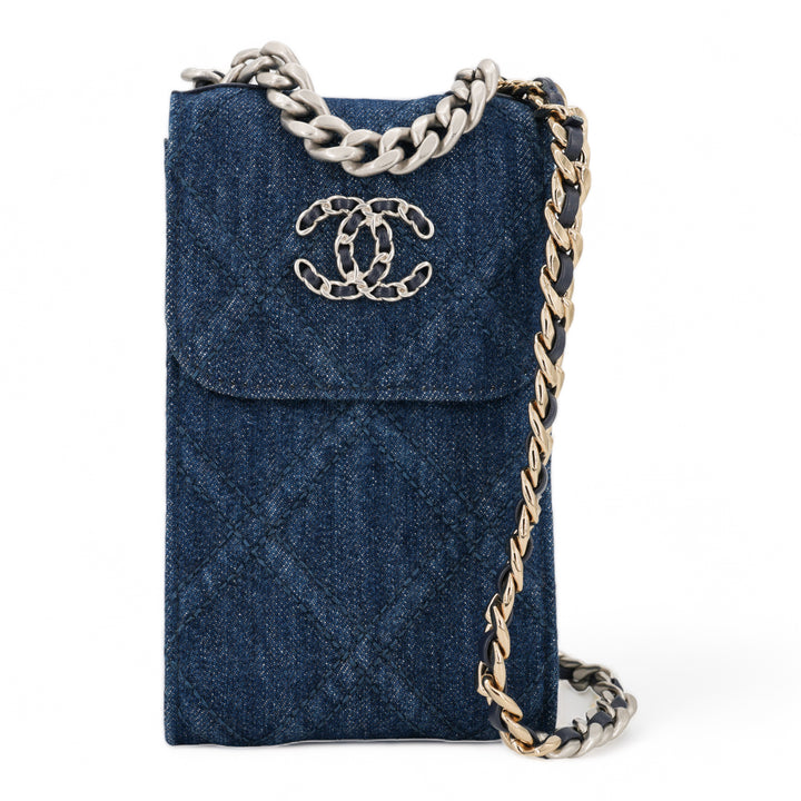 CHANEL 22P Denim Chanel 19 Phone Holder with Chain - Replica Handbags Shopping
.com