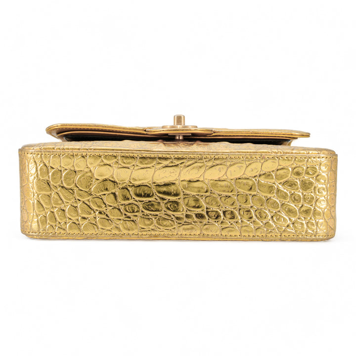 CHANEL 19A Gold Croc Embossed Calfskin Small Classic Double Flap Bag - Replica Handbags Shopping
.com