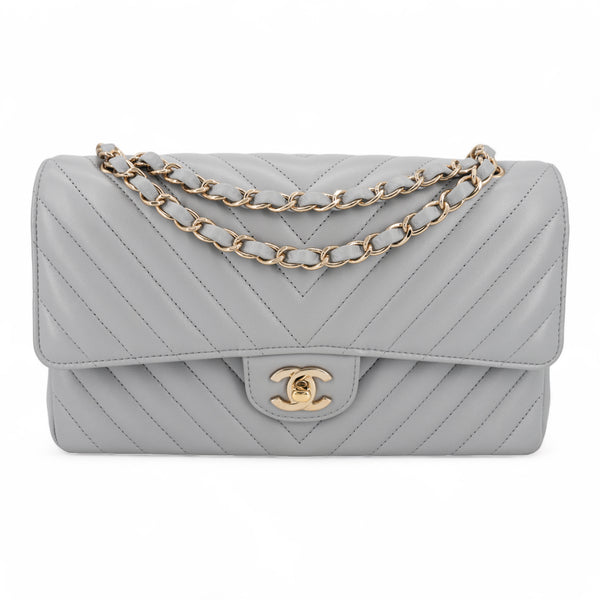 CHANEL Medium Chevron Classic Double Flap Bag in 20S Grey Lambskin - Replica Handbags Shopping
.com