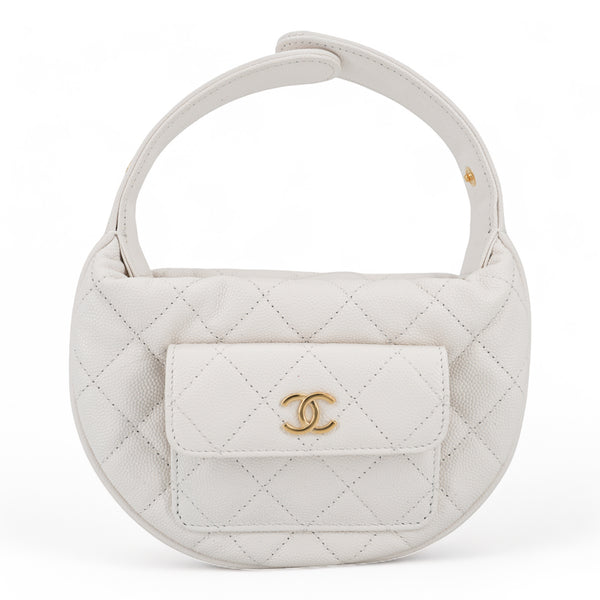 CHANEL 23B White Caviar Cargo Pouch with Handle - Replica Handbags Shopping
.com