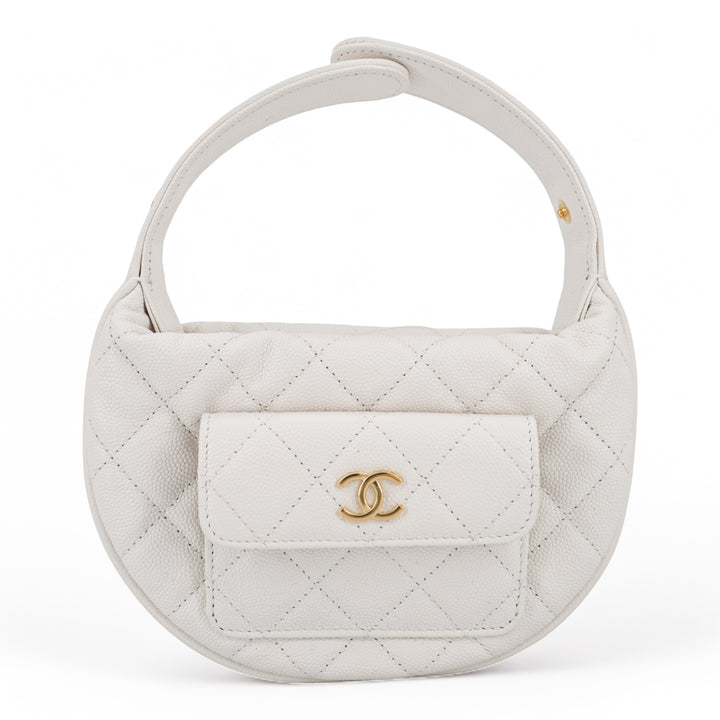 CHANEL 23B White Caviar Cargo Pouch with Handle - Replica Handbags Shopping
.com