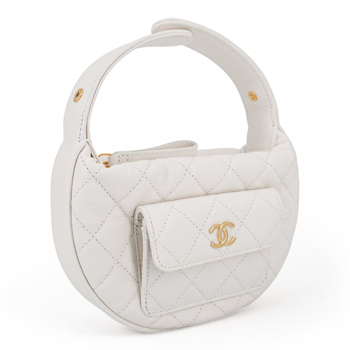 CHANEL 23B White Caviar Cargo Pouch with Handle - Replica Handbags Shopping
.com