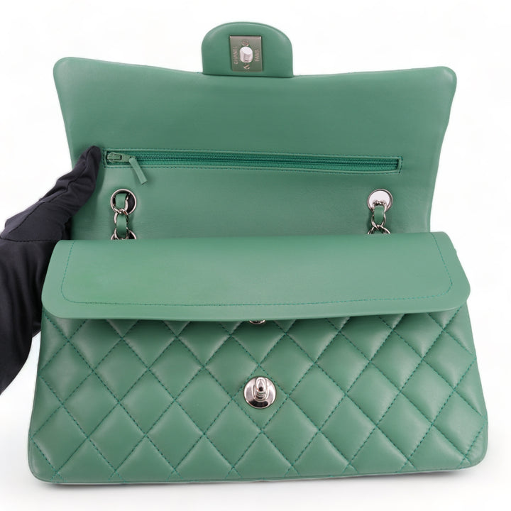 CHANEL Green Lambskin Medium Classic Double Flap Bag | Replica Handbags Shopping
