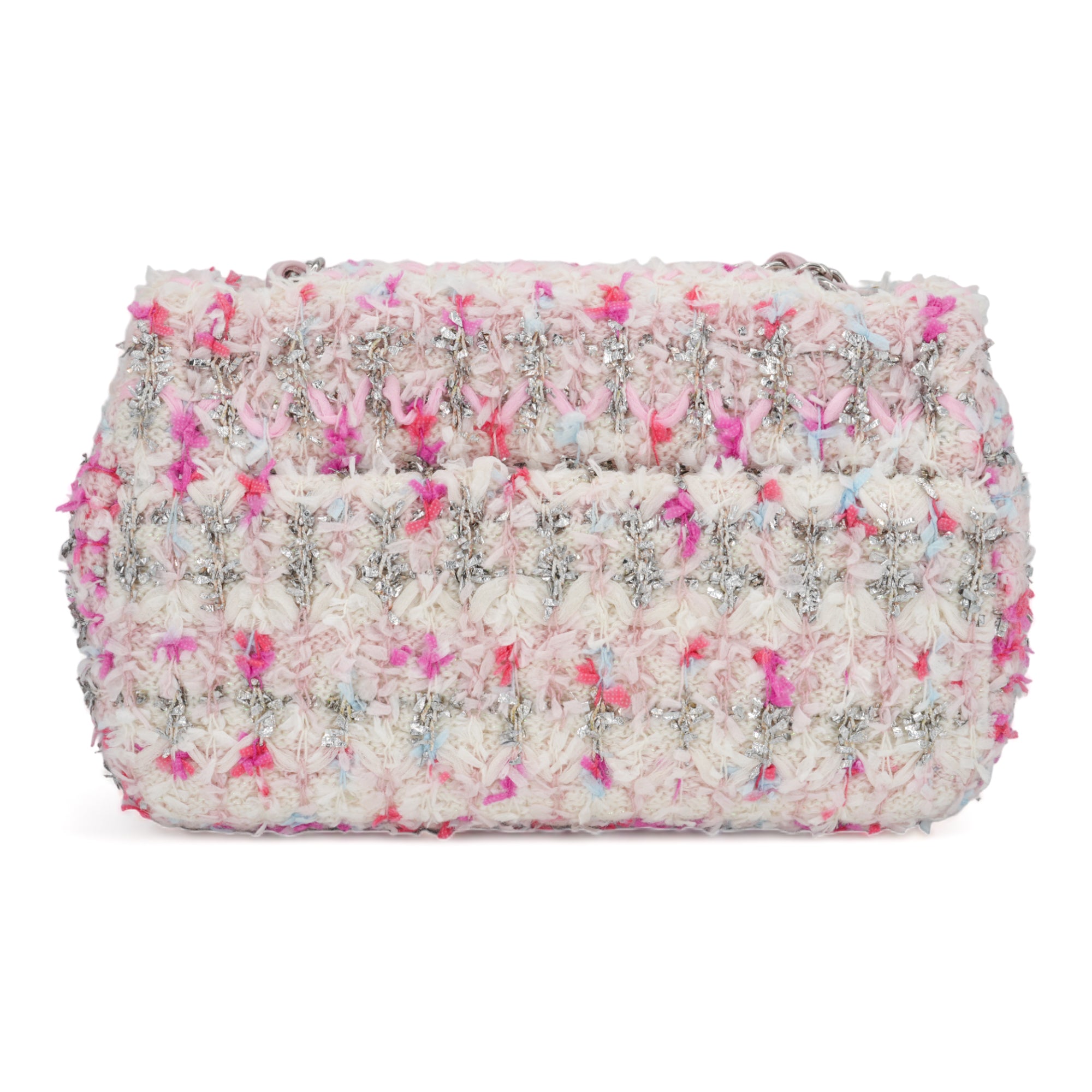 CHANEL 18S Pink Glitter Tweed Mini Flap Bag - Replica Shoes .com