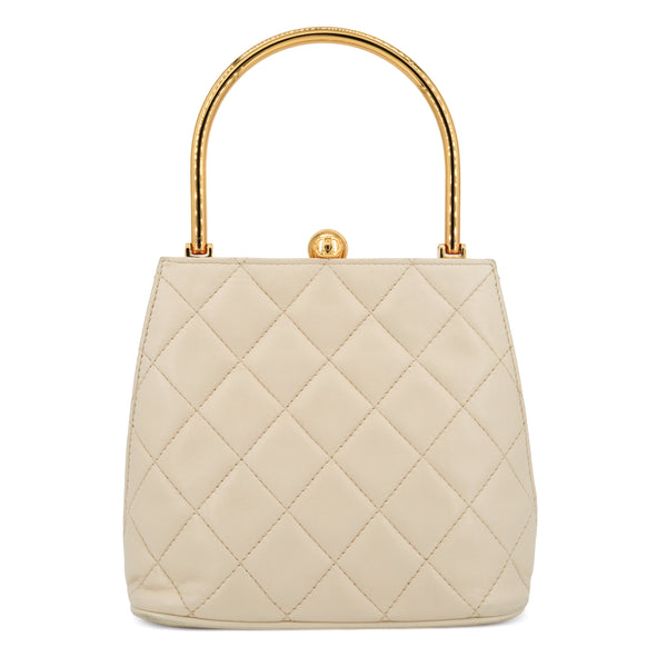 CHANEL Vintage Gold Metal Top Handle Kelly Bag in Beige Lambskin - Replica Handbags Shopping
.com