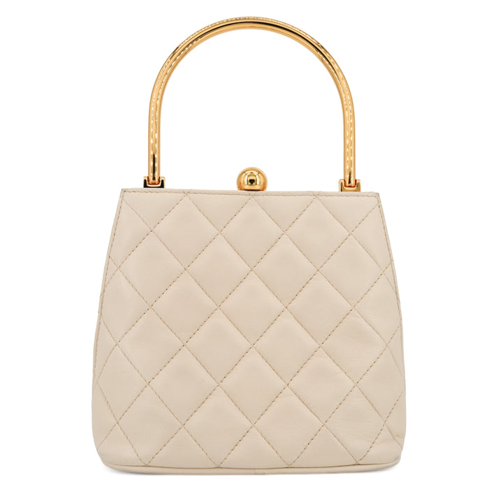 CHANEL Vintage Gold Metal Top Handle Kelly Bag in Beige Lambskin - Replica Handbags Shopping
.com