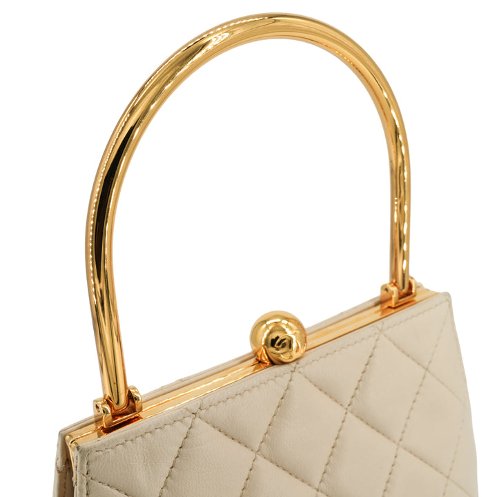 CHANEL Vintage Gold Metal Top Handle Kelly Bag in Beige Lambskin - Replica Handbags Shopping
.com