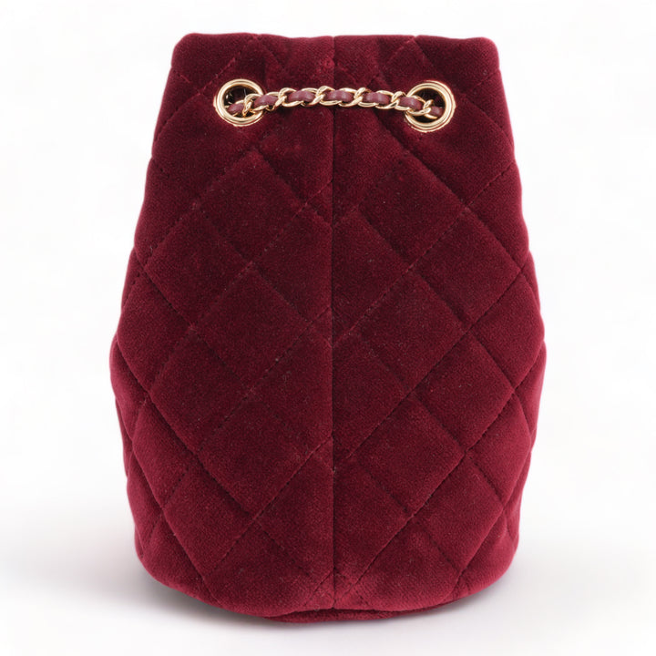 CHANEL Pearl Crush Crystal Ball Mini Bucket Bag in Burgundy Red Velvet - Replica Handbags Shopping
.com