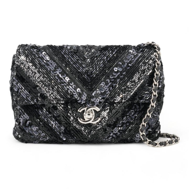 CHANEL Black Chevron Sequin Mini Flap Bag - Replica Handbags Shopping
.com