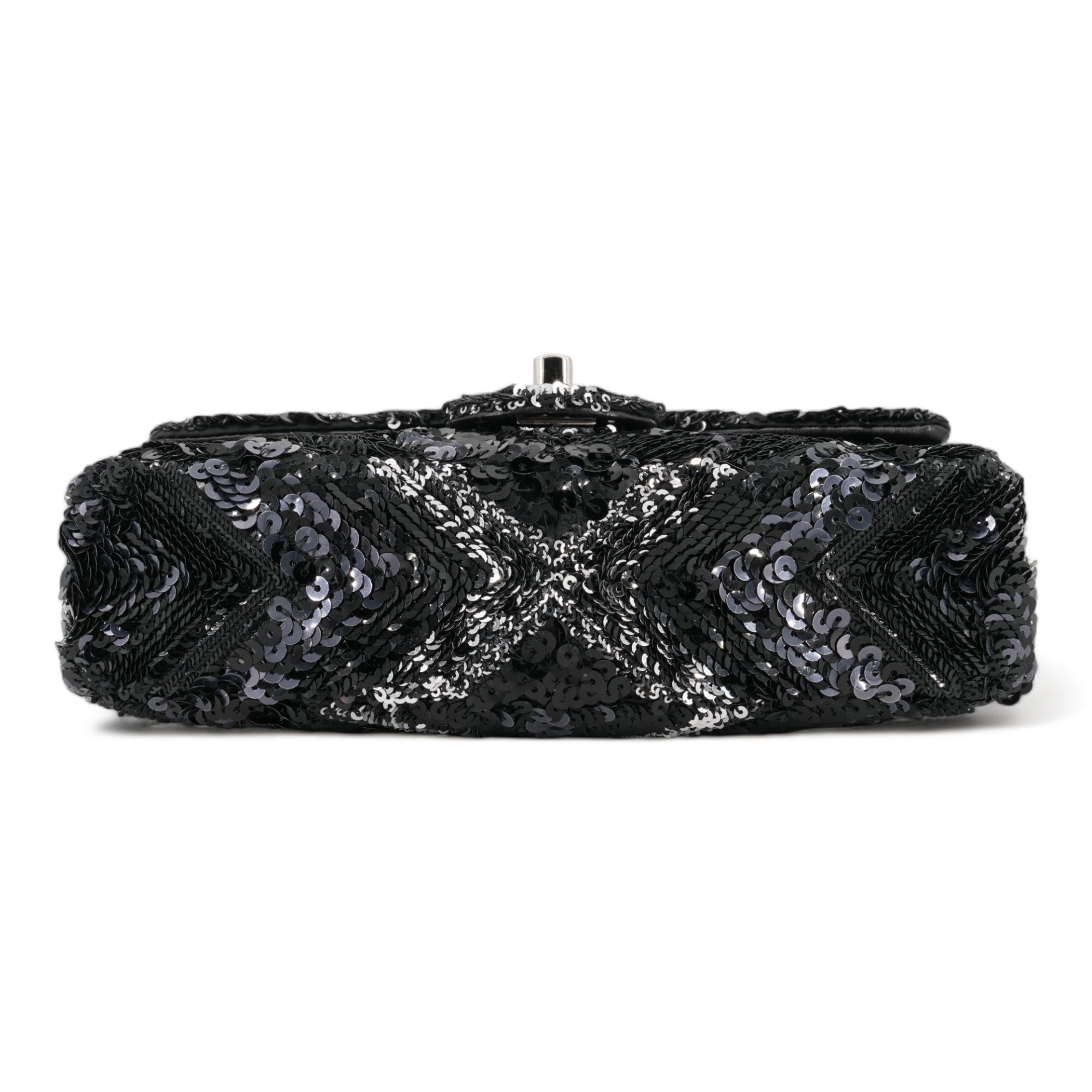 CHANEL Black Chevron Sequin Mini Flap Bag - Replica Shoes .com