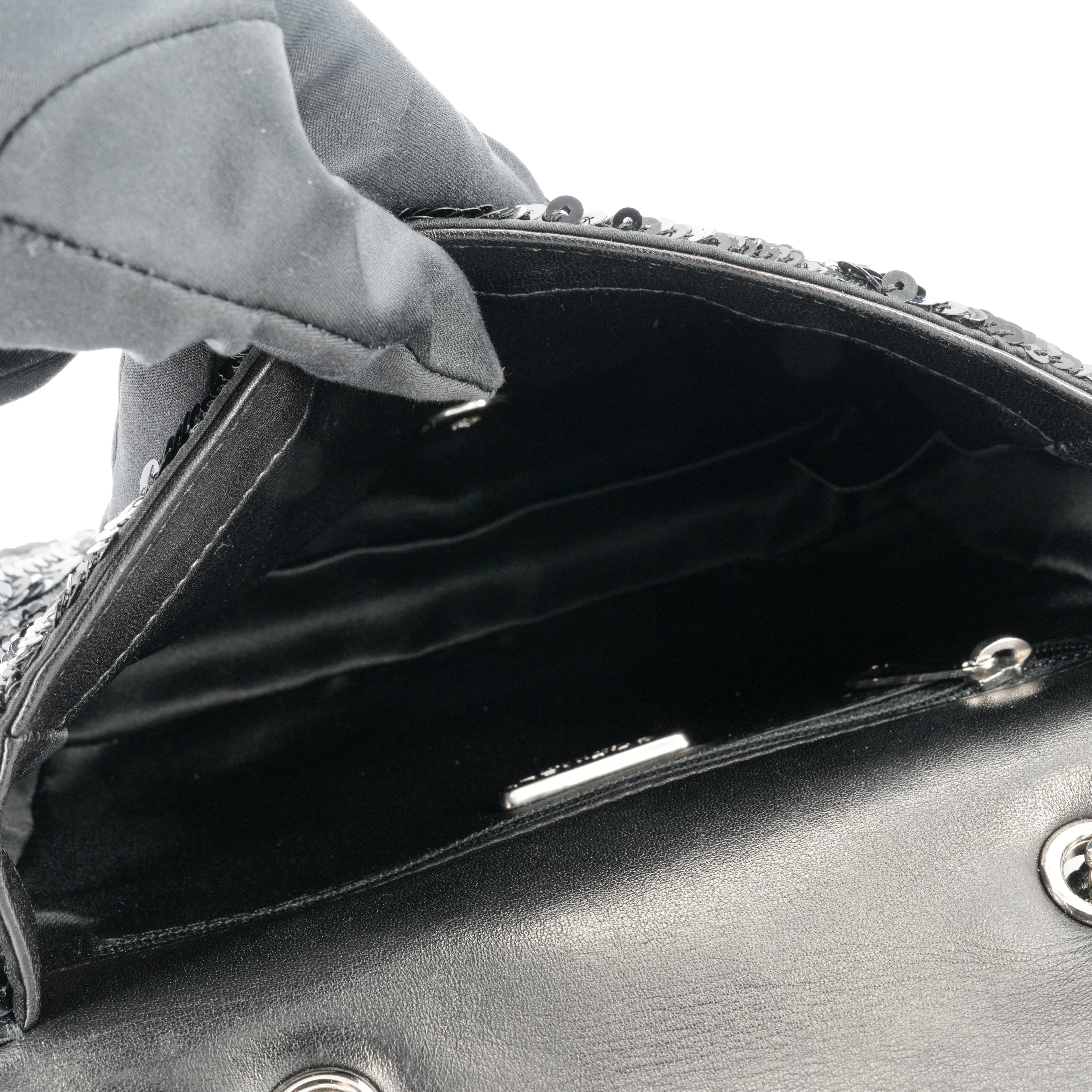 CHANEL Black Chevron Sequin Mini Flap Bag - Replica Shoes .com