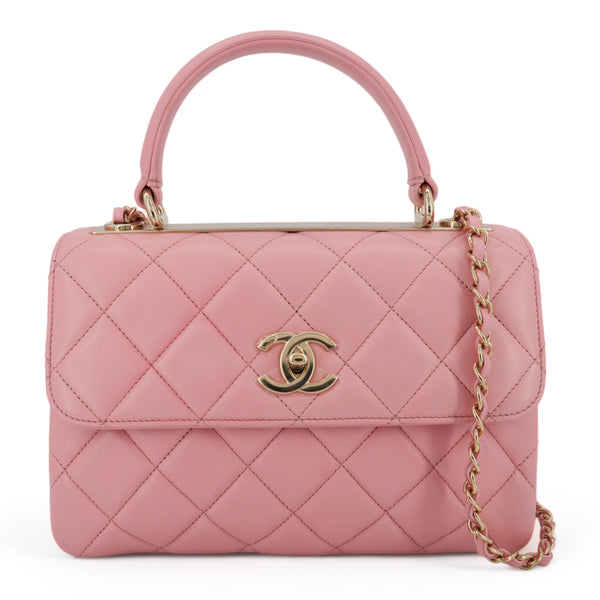 CHANEL Small Trendy CC Flap Bag with Top Handle in Pink Lambskin - Replica Handbags Shopping
.com