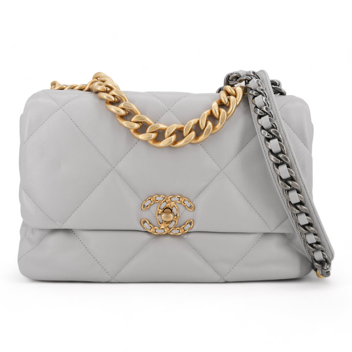 CHANEL CHANEL 19 Medium Flap Bag in 21A Grey Lambskin - Replica Handbags Shopping
.com