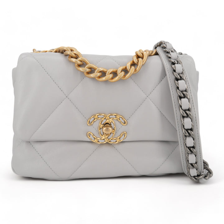 CHANEL CHANEL 19 Small Flap Bag in 21A Grey Lambskin - Replica Handbags Shopping
.com