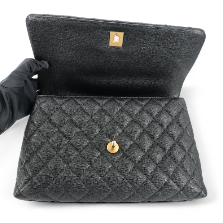 CHANEL Small Coco Handle Bag with Python Handle in Black Caviar - Replica Handbags Shopping
.com