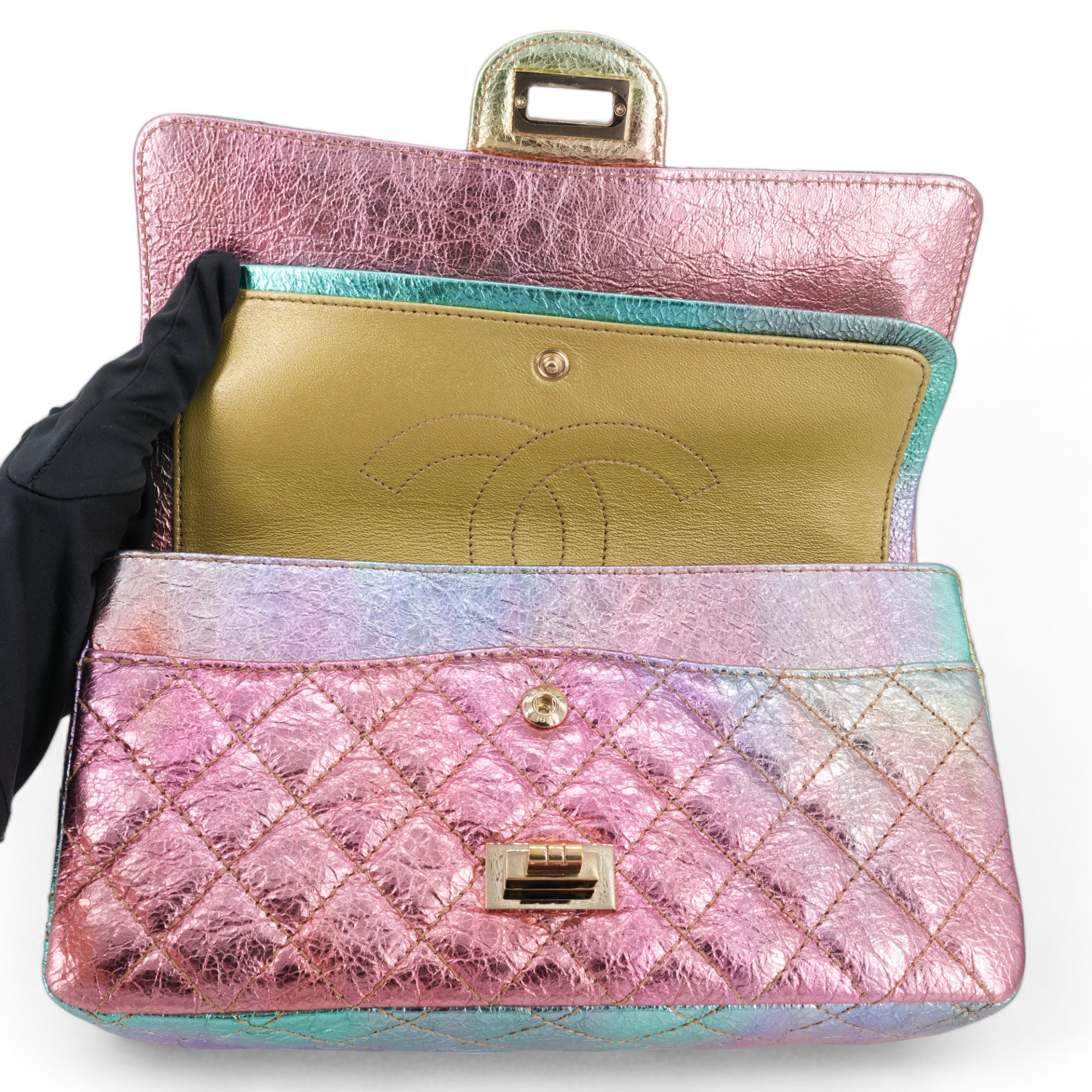 CHANEL 20A Rainbow Metallic 2.55 Reissue Flap Bag Size 225 - Replica Shoes .com