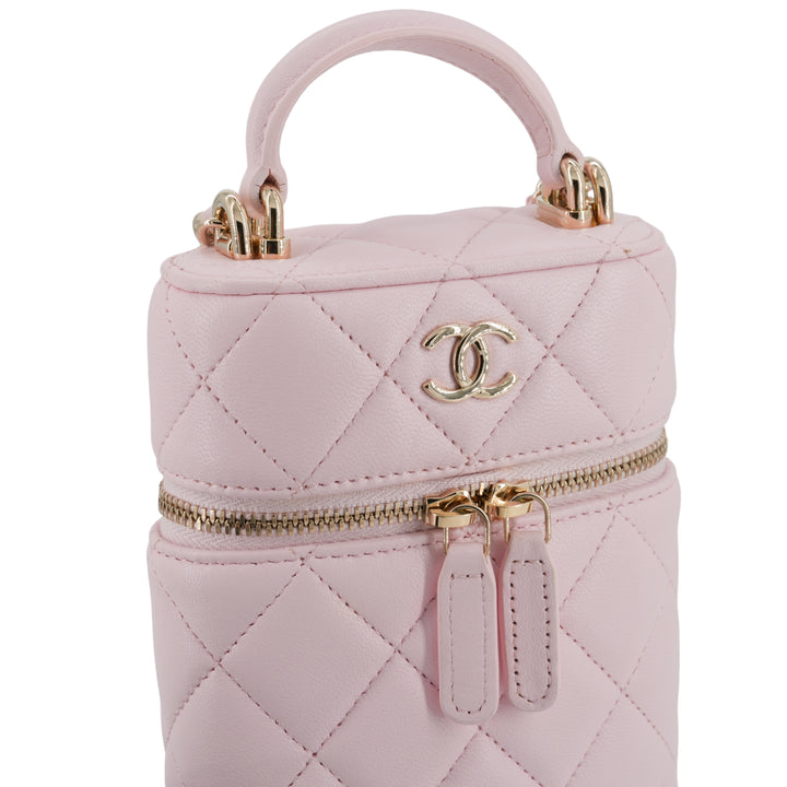 CHANEL Vertical Vanity Case with Top Handle in Rose Clair Lambskin - Replica Handbags Shopping
.com