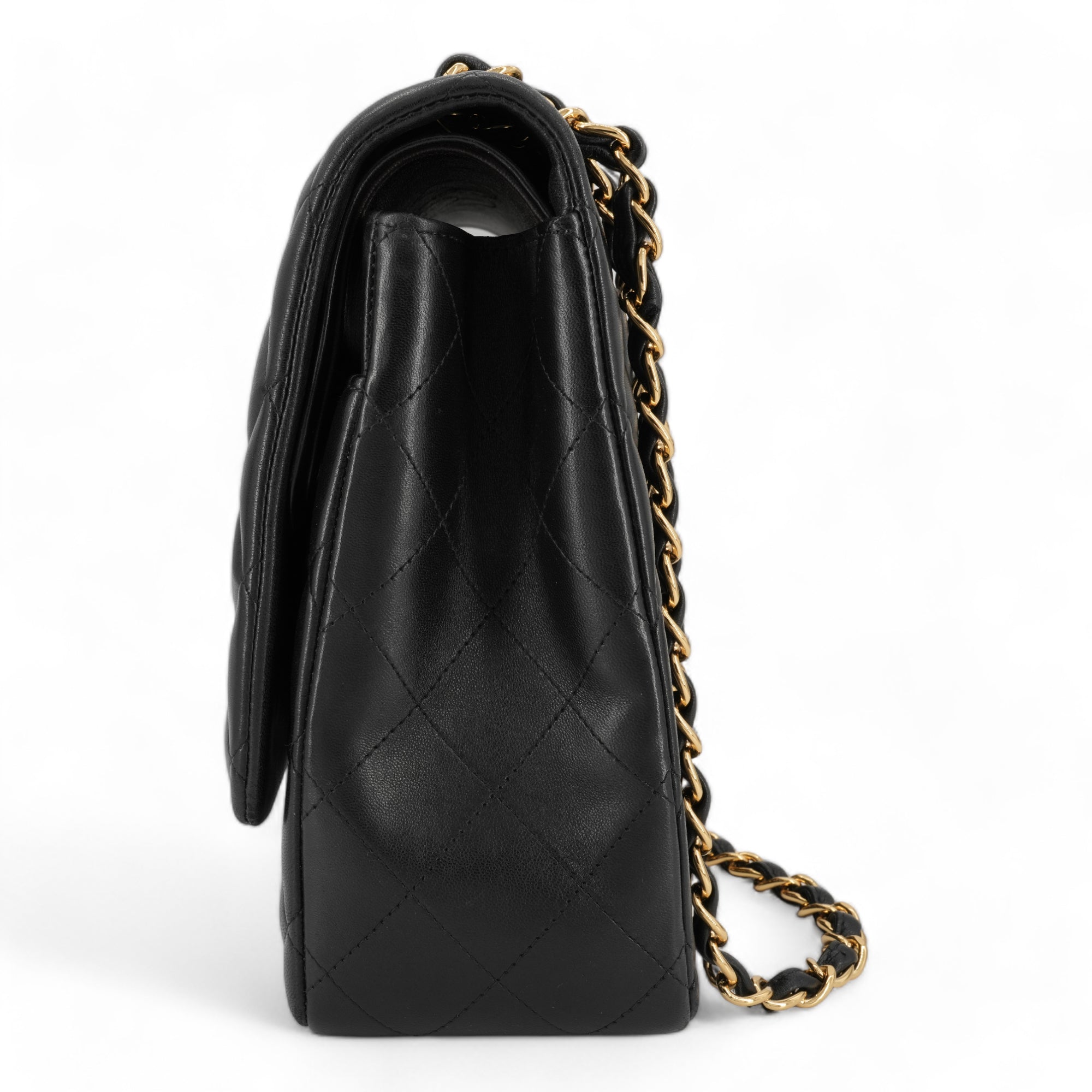 CHANEL Maxi Jumbo Classic Double Flap Bag in Black Lambskin GHW - Replica Shoes .com