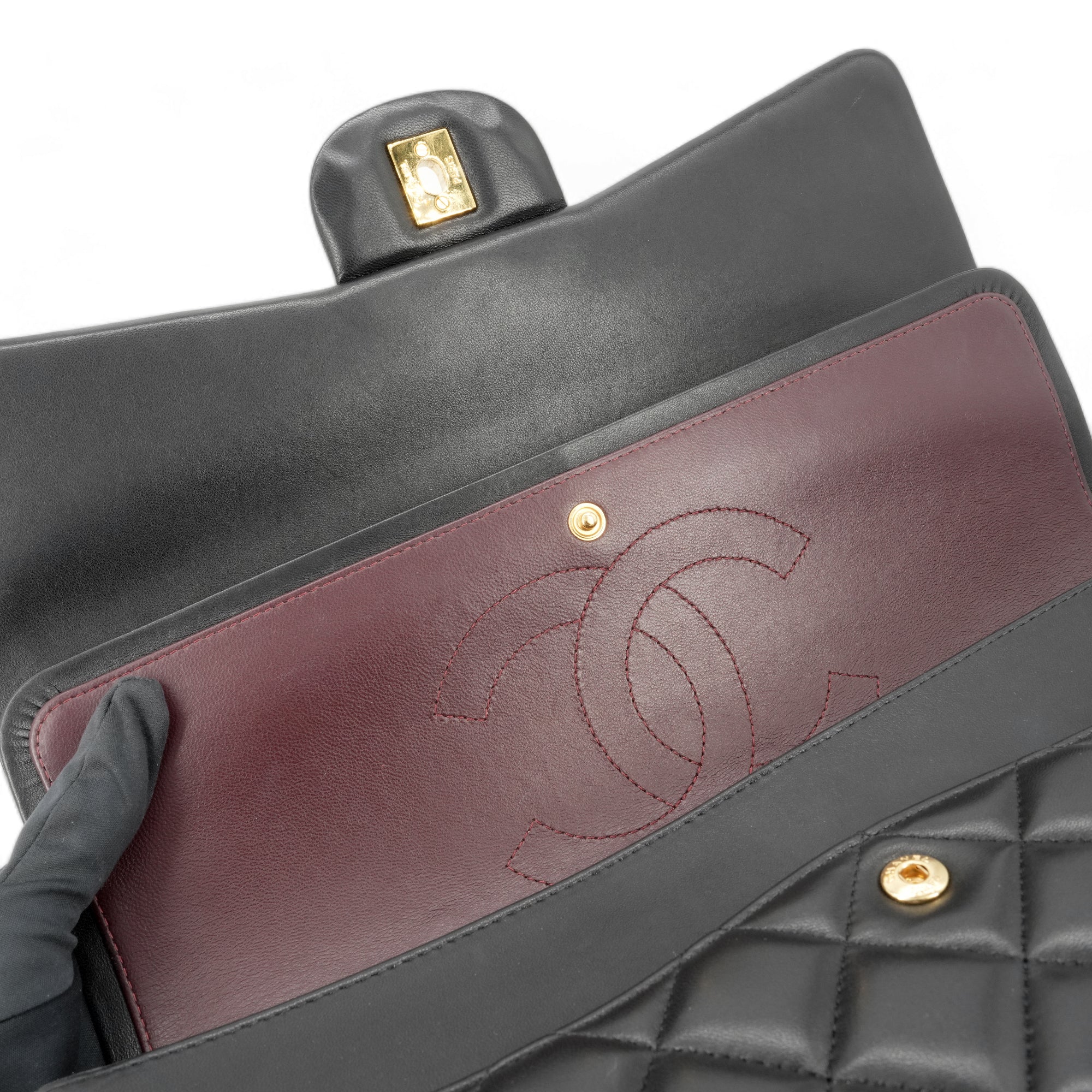 CHANEL Maxi Jumbo Classic Double Flap Bag in Black Lambskin GHW - Replica Shoes .com