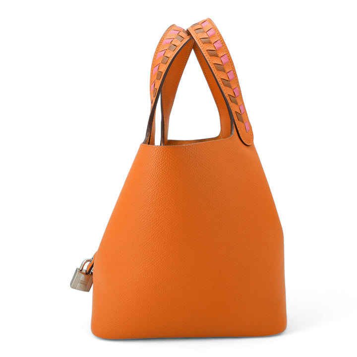 HERMÈS Tressage De Cuir Picotin Lock 18 PM Apricot/Rose Azalee/Gold Epsom Palladium Hardware - Replica Handbags Shopping
.com