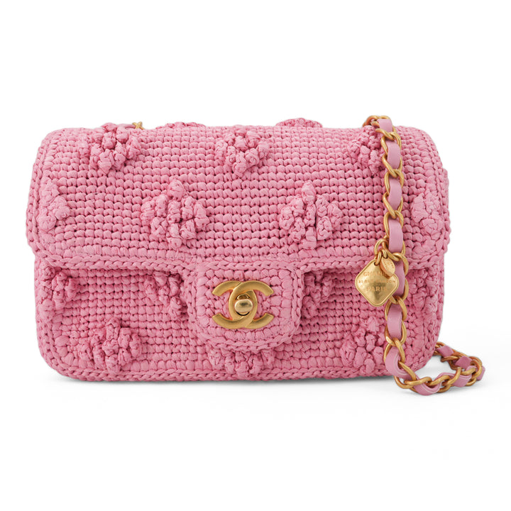 CHANEL 24P Pink Braided Raffia Classic Mini Rectangular Flap Bag - Replica Handbags Shopping
.com