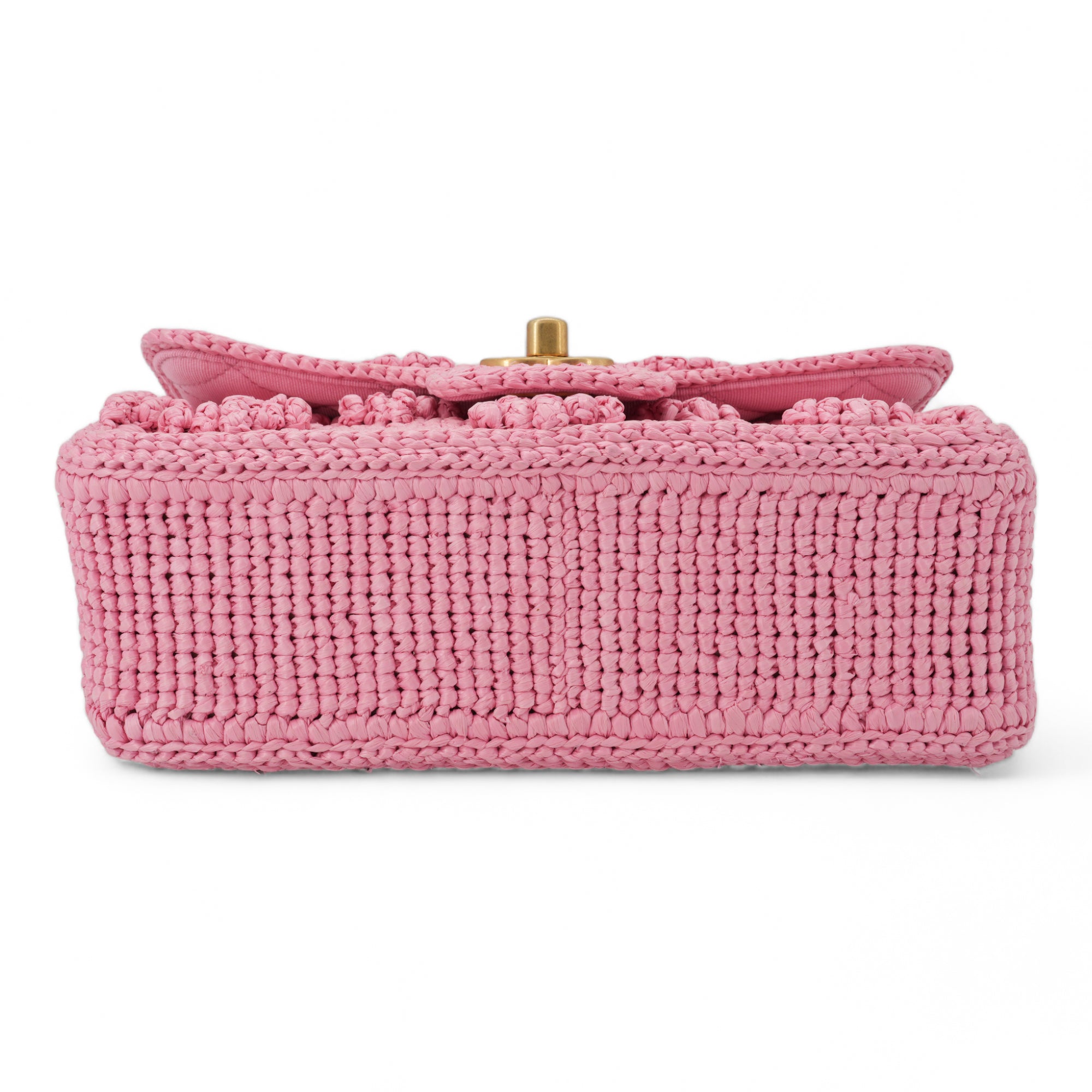 CHANEL 24P Pink Braided Raffia Classic Mini Rectangular Flap Bag - Replica Shoes .com