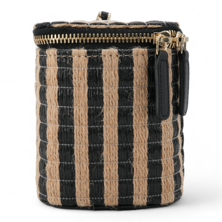 CHANEL 21P Raffia Black Beige Stripe Small Vanity Case with Chain - Replica Handbags Shopping
.com