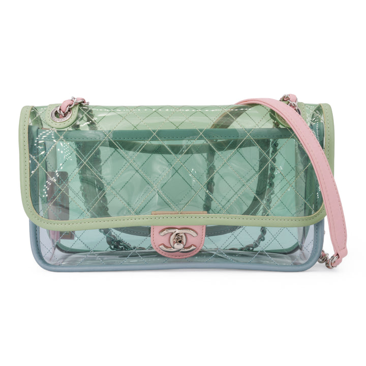 CHANEL Coco Splash PVC Medium Flap Bag Green Blue Pink - Replica Handbags Shopping
.com