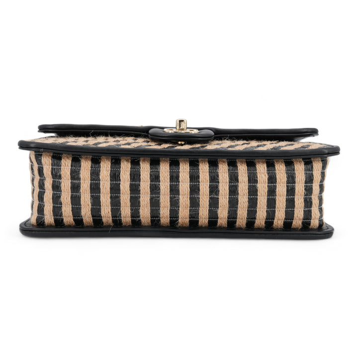 CHANEL 21P Raffia Jute Black Beige Stripe Medium Flap Bag - Replica Handbags Shopping
.com