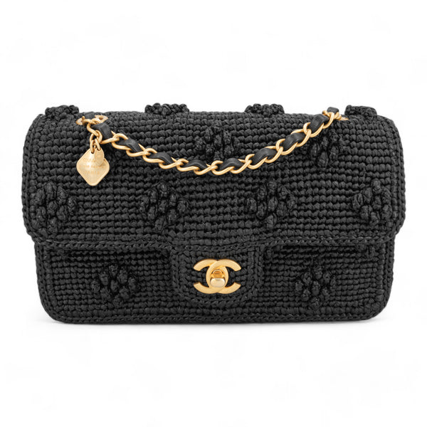 CHANEL 24P Black Braided Raffia Classic Small Flap Bag - Replica Handbags Shopping
.com