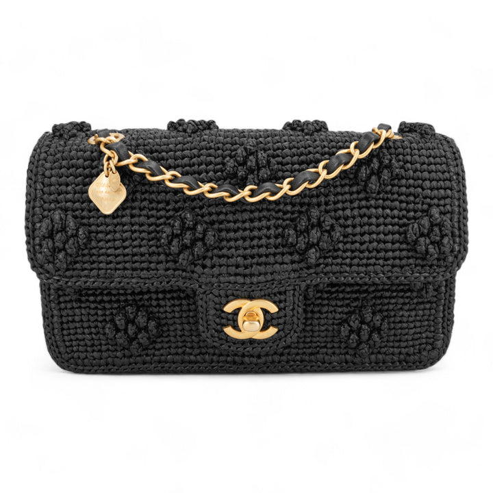 CHANEL 24P Black Braided Raffia Classic Small Flap Bag - Replica Handbags Shopping
.com