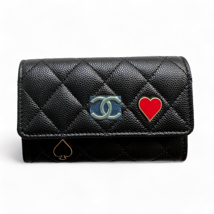 CHANEL  23C Casino Charms Classic Flap Card Holder Black Caviar - Replica Handbags Shopping
.com