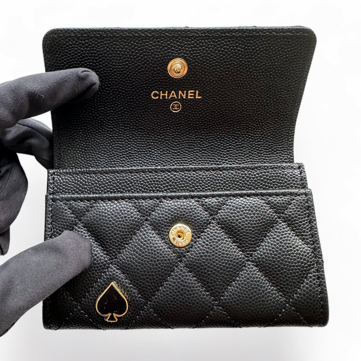 CHANEL  23C Casino Charms Classic Flap Card Holder Black Caviar - Replica Handbags Shopping
.com