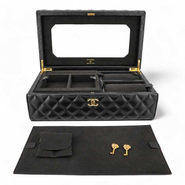 CHANEL Limited Edition Black Lambskin Jewelry Box Vanity Case - Replica Handbags Shopping
.com