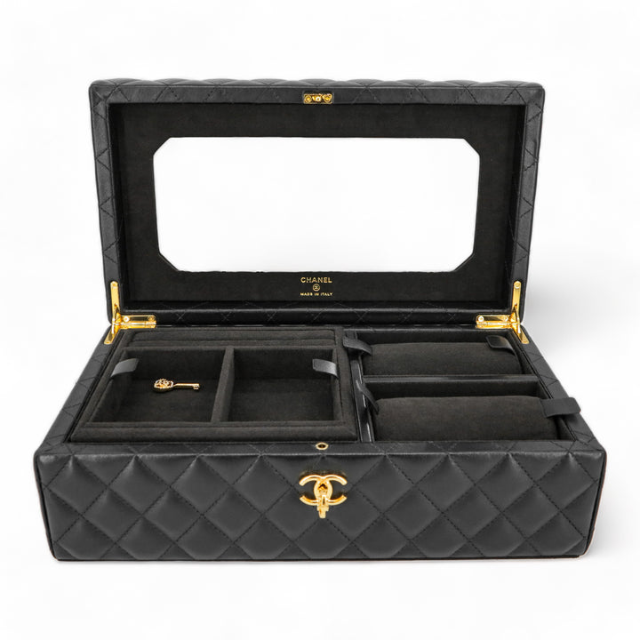 CHANEL Limited Edition Black Lambskin Jewelry Box Vanity Case - Replica Handbags Shopping
.com