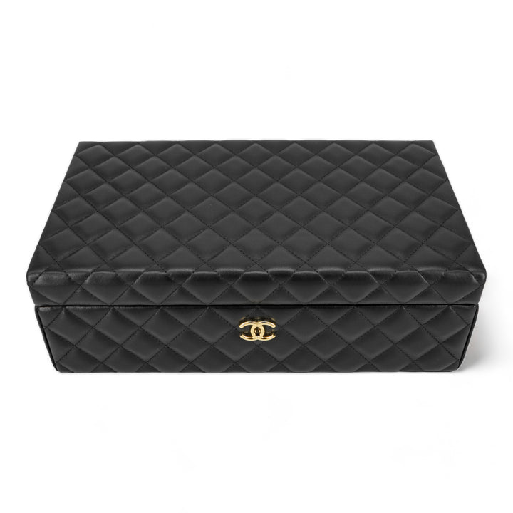 CHANEL Limited Edition Black Lambskin Jewelry Box Vanity Case - Replica Handbags Shopping
.com