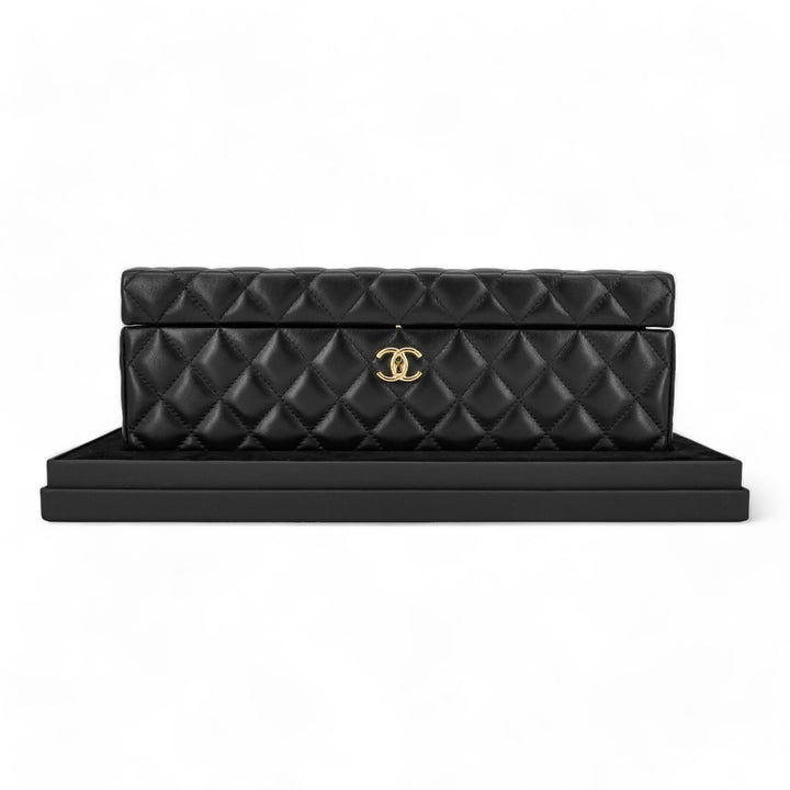 CHANEL Limited Edition Black Lambskin Jewelry Box Vanity Case - Replica Handbags Shopping
.com