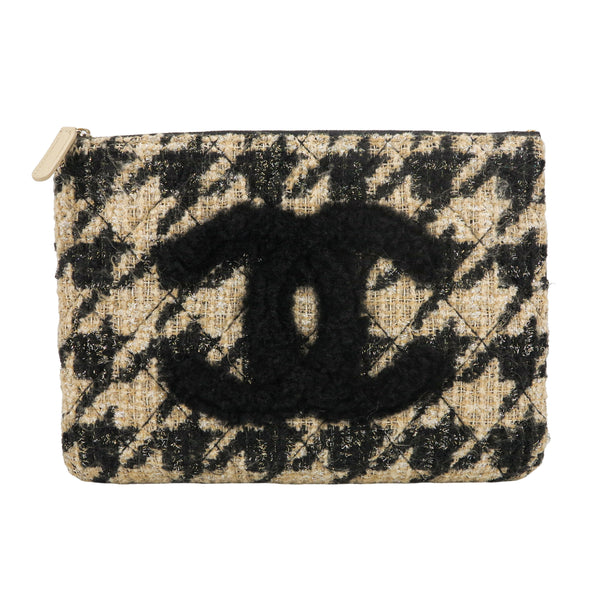 CHANEL 19K Beige Houndstooth Tweed CC Pouch Clutch Medium O Case - Replica Handbags Shopping
.com