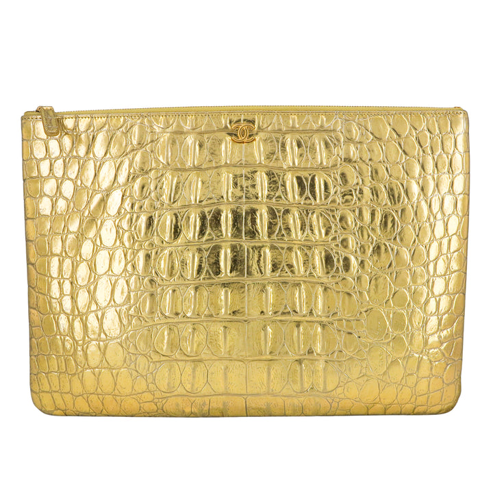 CHANEL 19A Ancient Egypt Gold Croc Pouch Clutch Large O Case - Replica Handbags Shopping
.com