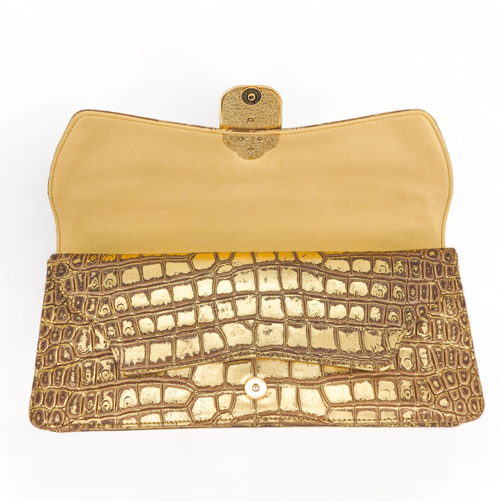 CHANEL 19A Ancient Egypt Gold Crocodile Embossed Jewelled Scarab Clutch Bag - Replica Handbags Shopping
.com