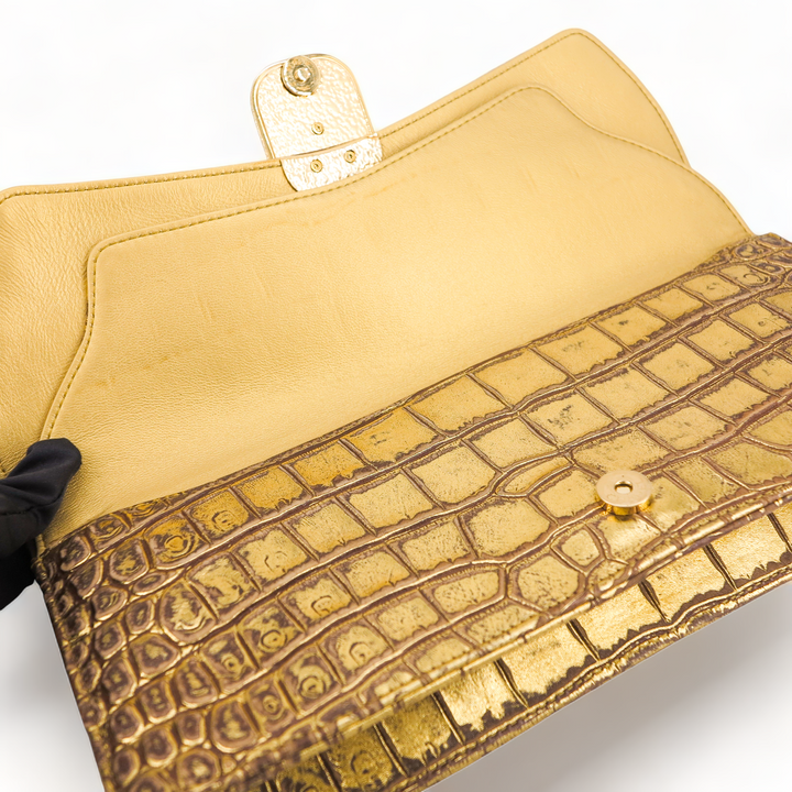 CHANEL 19A Ancient Egypt Gold Crocodile Embossed Jewelled Scarab Clutch Bag - Replica Handbags Shopping
.com