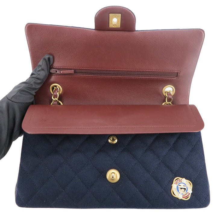 CHANEL 18A Paris-Hamburg Charms Navy Medium Classic Double Flap Bag | Replica Handbags Shopping
