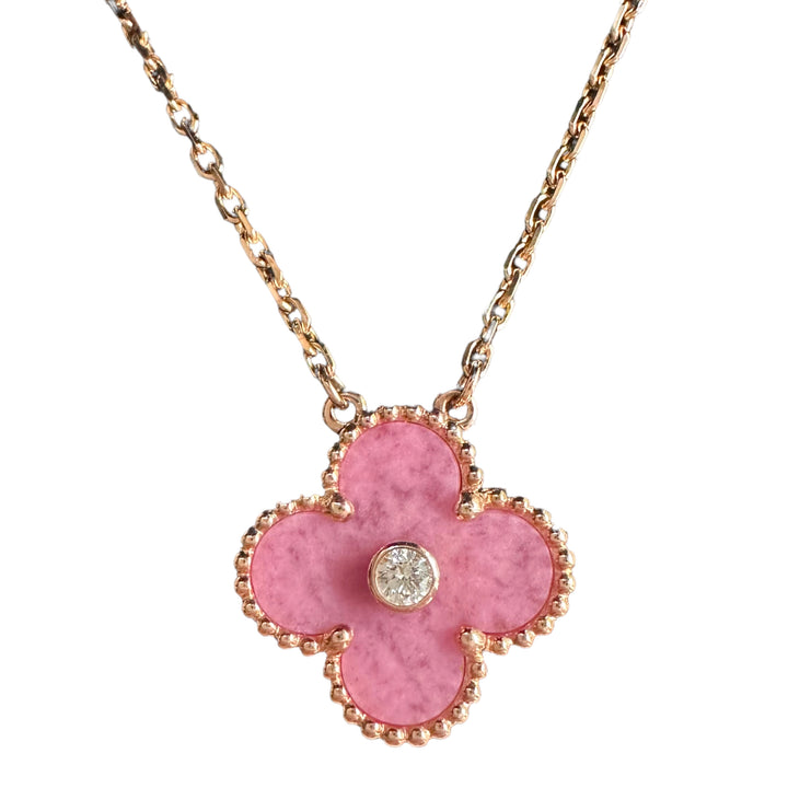 VAN CLEEF 
ARPELS 2021 Rhodonite Vintage Alhambra Diamond Holiday Pendant Necklace - Replica Handbags Shopping
.com