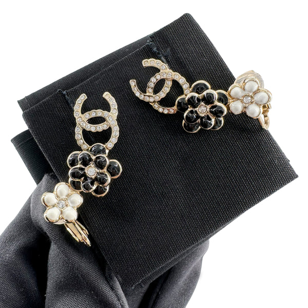 CHANEL 21C Double Camelia Crystal CC Pierced Clip Cuff Earrings - Replica Handbags Shopping
.com