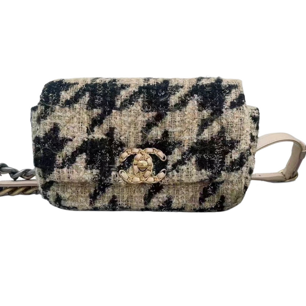 CHANEL 19K Beige Houndstooth Tweed 19 Waist Belt Bag - Replica Handbags Shopping
.com