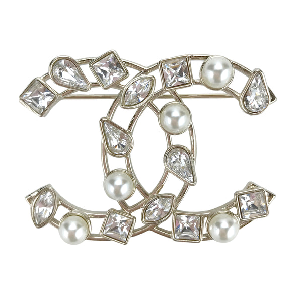 CHANEL Crystal Pearl Cutout CC Logo Brooch - Replica Handbags Shopping
.com