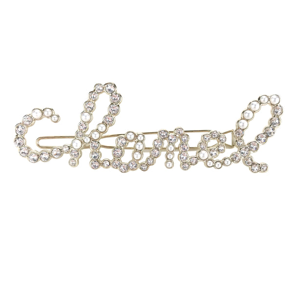 CHANEL Scripted "Chanel" Crystal Pearl Hair Clip Barette - Replica Handbags Shopping
.com